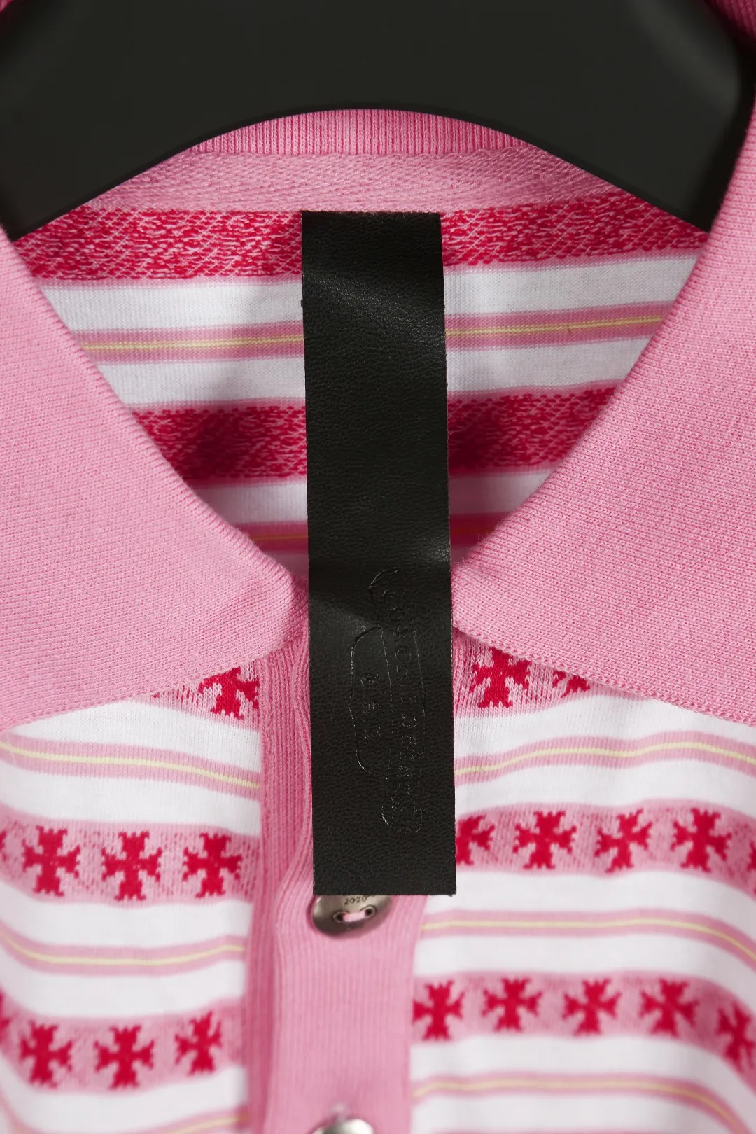 P210 Actual photo [Popular item] Code: 25020# Color: Black/Pink/Blue Size: S to - CH Croix heart niche design cross jacquard striped long sleeves brings striped Polo to Next Levels. Loose fit. Same style for men and women. Lazy and casual. Street style. Three colors. Customized style.